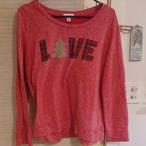 LA Threads Red Love Graphic Long Sleeve Top Large